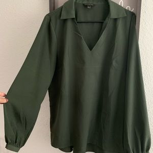 Banana Republic Slick Neck Long Sleeve Dress Blouse